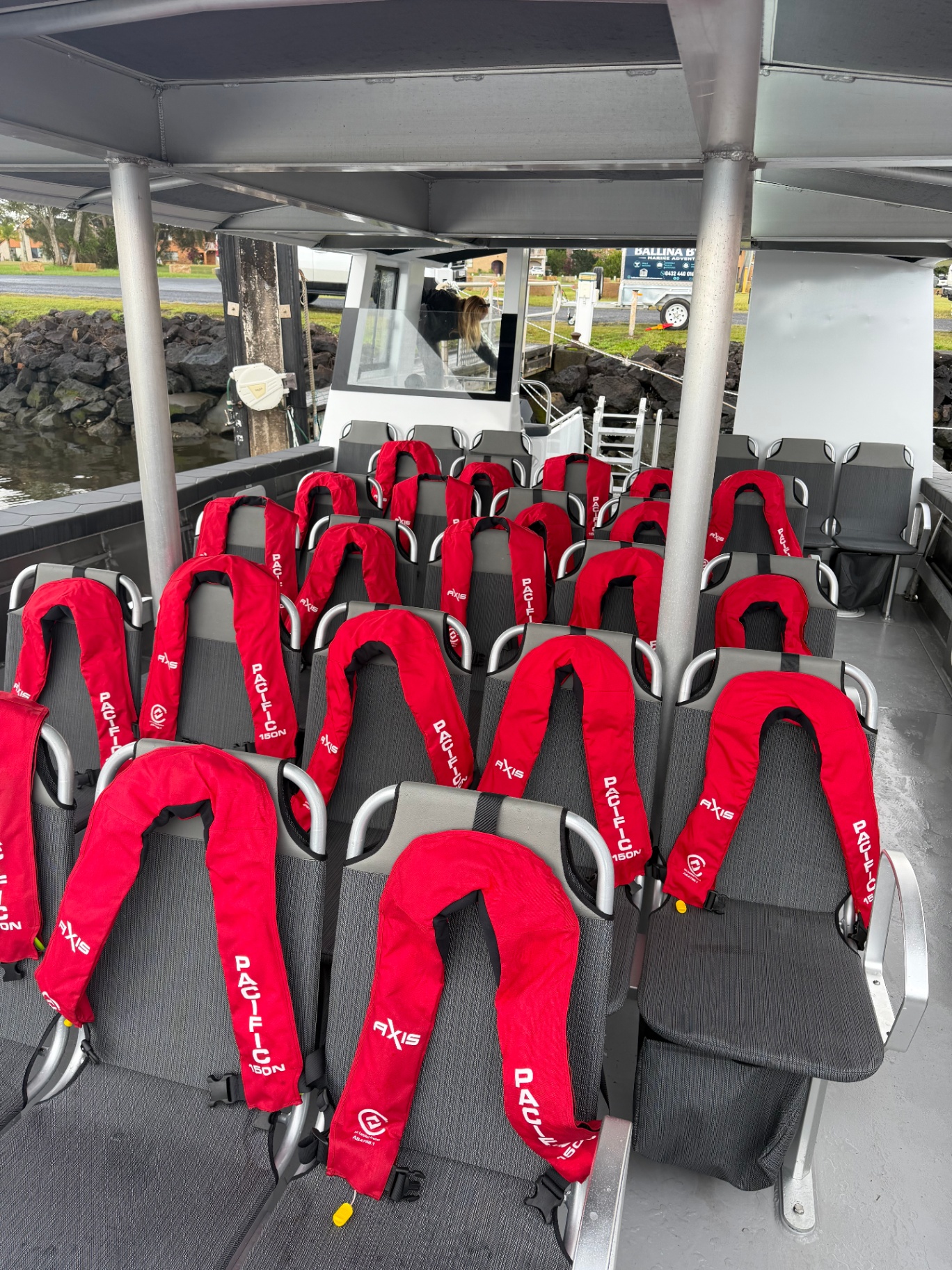 Guests relaxing on the spacious deck of Cetacean One
